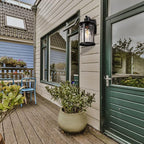 Darkaway Outdoor Porch Lights Wall Mount, Outdoor Light Fixtures Sconces Wall Lighting with Seeded Glass Waterproof Exterior Lights for Patio Yard House Hallway Doorway Garage(2 Pack, Black)