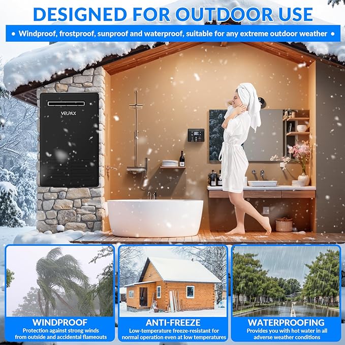 Propane Tankless Water Heater Outdoor,5.26GPM 20L Outdoor,Instant Hot Propane Gas Water Heater with Fahrenheit Digital Display,Multi-Protection