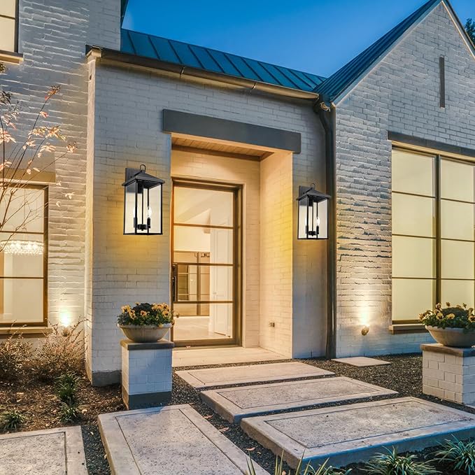 Darkaway Outdoor Wall Lights for House, 17 Inch Tall Exterior Lighting Fixtures Wall Mount Outdoor Porch Lights Outside Sconce Lights with Clear Glass for Patio Hallway Garage E12 Socket