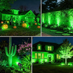 Halloween Green Landscape Spotlights, 14 LED Landscape Lighting with US Plug, IP65 Waterproof Outdoor for Tree Yard Garden Pathway Christmas Decor, 4 Pack