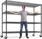 REIBII 75.6" H Storage Shelves Wire Shelving Unit with Wheels 2500LBS Garage Shelving Heavy Duty Metal Shelves for Storage Rack Adjustable Pantry Shelf Commercial Shelving, 75.6" H X 55.5''W X 24" D