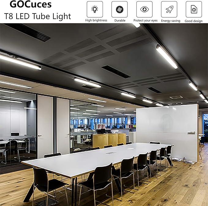 T8 2 Foot LED Tube Lights,20W 2000lm,G13 Bi-pin Base,24 inches End to End,F17T8 F18T8 Fluorescent Tubes Replacement,White 6500K 2ft LED Bulbs,Ballast Bypass,Dual-Powered for Cabinet,Pack of 10