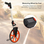 Distance Measuring Wheel in Feet, HighAccuracy Mechanical Hand Measuring Wheel with Wide Range Meters/Feet | Nylon PC Aluminum Construction | Ideal for Road and Land Surveys