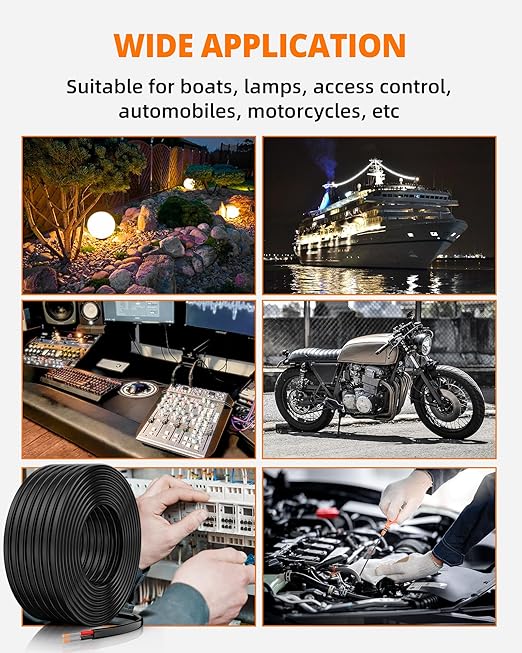 18 Gauge Wire, 18 AWG 2 Conductor Electrical Wire, Flexible/Oxygen-Free Tinned Copper/Stranded PVC 18/2 Cord for Automotive, Marine, LED Strips, Solar, RV, Lighting (30FT)