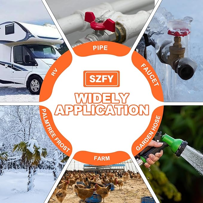 160FT Heat Tape for Water Pipes, -40°F Deicing Cable,Pipe Heating Cables for Roof,Gutter，Farm，Freeze Protetion Heat Trace Cable, Heated Water Hose,Plumbing Fixtures,120V 5W/FT