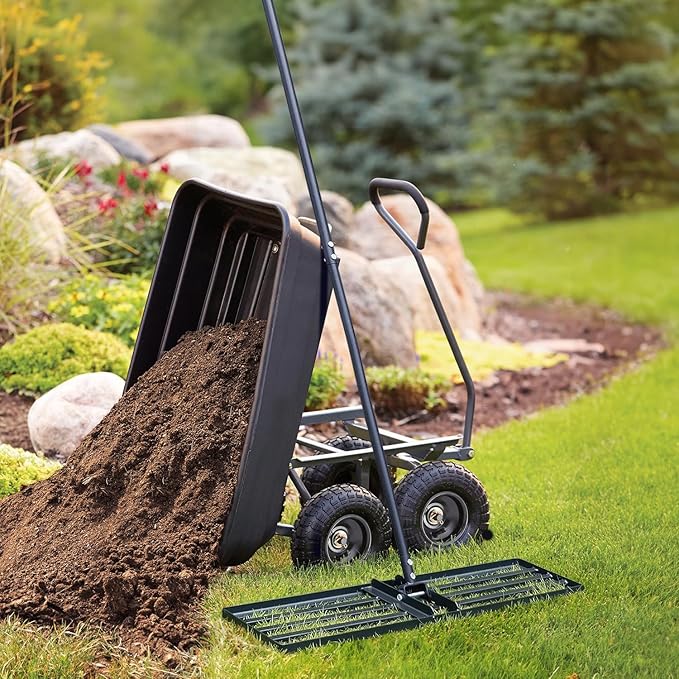 Jardineer Lawn Leveling Rake 45 Inches with 72 Inches Long Handle, Yard Leveling Rakes for Grass Soil, Lawn Leveler Rake Heavy Duty, Ground Dirt Leveler for Yard