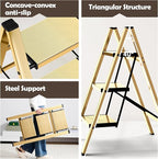 Taranta 3 Step Ladder,Aluminum Lightweight Folding 3 Step Stool with Anti-Slip Wide Pedal,330lbs Capacity Step Ladder for Household,Kitchen,Office - Gold