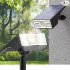 Solar Spot Lights Outdoor, 2 Pack Outdoor Solar Lights for Yard Waterproof, 4 Lighting Modes Solar Landscape Spotlights, Auto On/Off Solar Powered Flood Lights Garden Pathway (Cool White)