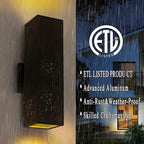 Dawn to Dusk Outdoor Light Fixtures Wall Mount 2 Pack, LED Modern Up Down Lighting Outdoor Wall Sconce Lights 2700k, 13" Black Outside exterior lights for House Porch Garage,IP65,UL Listed (Black)