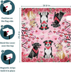 Kawani Valentine's Day Magnetic Mailbox Covers Pink Rose Heart and Dog Mailbox Covers Magnetic Standard Size 25.5x21 Inch Holiday Post Letter Box Cover for Anniversary Wedding Garden Yard Decor