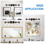 MELUCEE 5-Light Bathroom Lights Over Mirror in Black Finish, Farmhouse Vanity Lights with Ribbed Clear Glass Shade Indoor Metal Wall Light Fixtures for Kitchen Powder Room Foyer, E12 Base