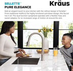 KRAUS Sellette Single Handle Spot Free Stainless Steel Pull-Down Kitchen Faucet with Deck Plate and Soap Dispenser, KPF-1680SFS-KSD-80SFS