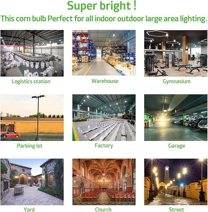 60W Led Corn Cob Light Bulb,E26/E39 Base,5000k Daylight,110-277v,7800lm,CFL HID 200w Metal Halide Replacement for Interior and Exterior,Commercial/Industrial Lighting(2-Pack)