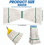 6 Pack Heavy Loop End Cotton String Mop Head Heavy Duty Mop Head Commercial Refills Mop Head Replacement for Home Industrial Commercial Floor Cleaning(White, Green)