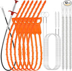 Drain Snake 12 Set: 25inch Snake Drain Hair Removal Tool(1PCS), 59inch Cleaning Brush(2PCs), 25inch Drain Clog Remover(6PCS), 18inch Sink Drain Brush(3PCS) For Bath Tub, Toilet, Kitchen Sink, Sewer
