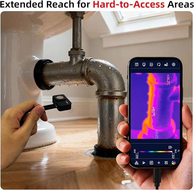 Mini Thermal Camera for Android, Small Thermal Imager for Smartphone, 512x384 Super IR Resolution, 256x192 IR Resolution, Infrared Camera for Home Inspection, HVAC, Automotive