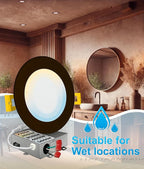 NUWATT 12 Pack 6 Inch Ultra-Thin Bronze LED Recessed Lighting, 5CCT 2700K/3000K/3500K/4000K/5000K Selectable, High Brightness 1050 Lumens, Dimmable Canless Slim Wafer Light, IC Rated, Metal J-Box, ETL