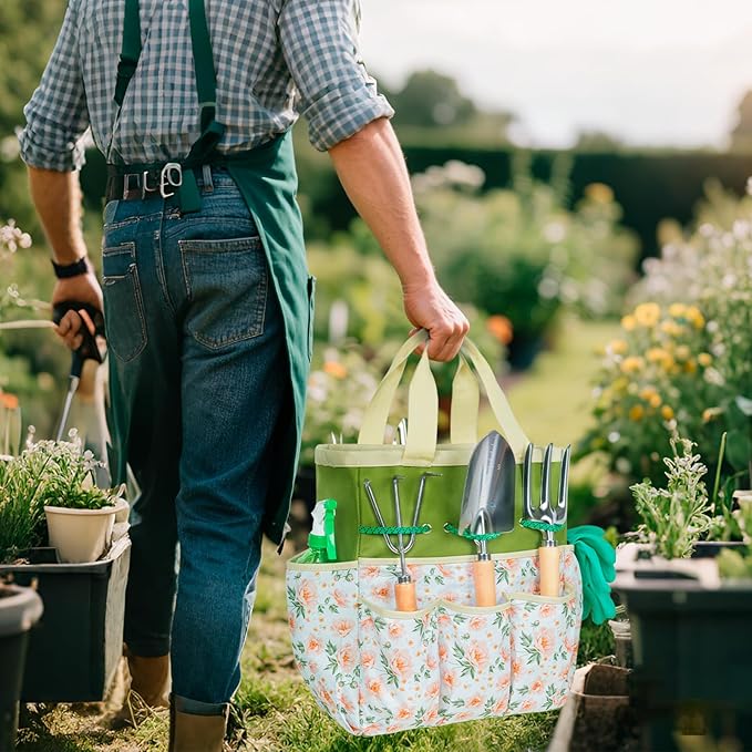 Garden Tool Set with Bag and Gloves, Stainless Steel Gardening Tool Set, Ideal Gardening Gifts for Women and Men, Set of 9