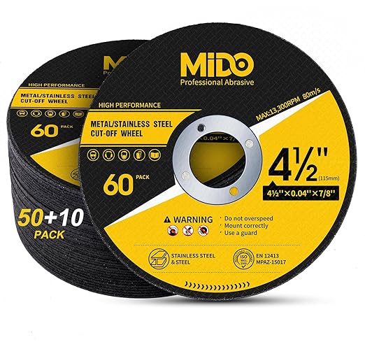60 PCS Cut Off Wheels Angle Grinder Cutting Disc 4-1/2" x .045" x 7/8" Ultra Thin Cut Off Wheel for Metal