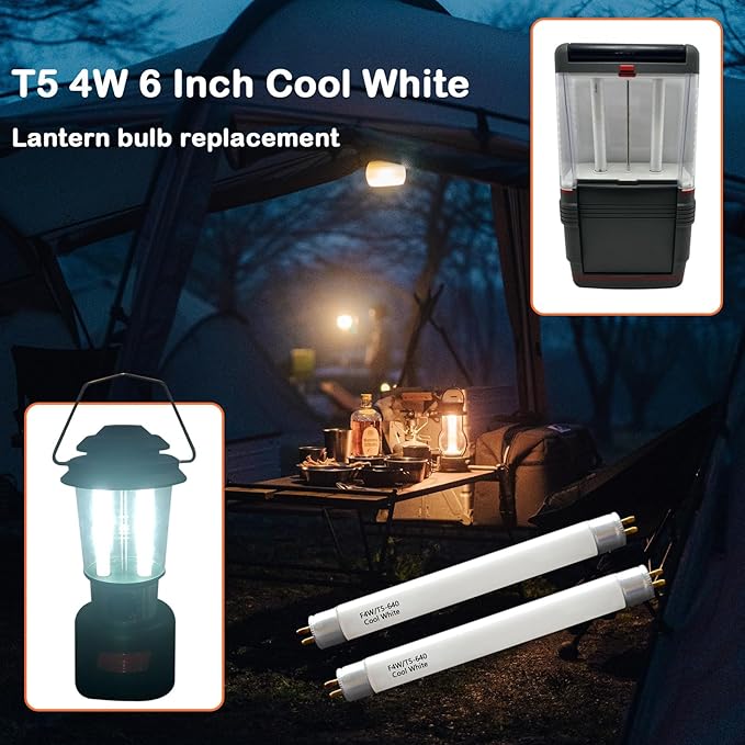 6'' F4T5/CW Under Cabinet Bulb,T5 4W Cool White Linear Fluorescent Tube,Replacement Bulb for GE,Eiko 15501, Sylvania 20416,Sunlite 05040, Rayovac,Coleman Lantern,G5 Bi-Pin Base,4100K (4PACK)