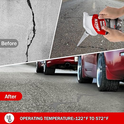Concrete Crack Filler, 2Pcs Weather Resistant Cement Crack Repair for Driveways, Quick-Drying Concrete Caulking Adhesive Sealant for Sealing Horizontal Cracks, Gray