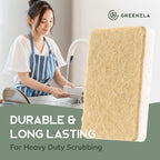 Greenzla Kitchen Sponges, Odor Free Plant-Based Dish Sponges, Non-Scratch Sisal Hemp Scouring Pads for Dishes, Countertops, Bathtubs, and Tiles, 6 Pack