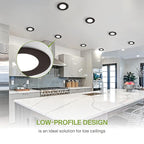 ASD 6 Pack 3 Inch LED Recessed Light 6W, 5 CCT 2700K-5000K CRI90+, IC Rated Ultra Thin Dimmable Ceiling Lights with J Box, Canless Wafer Downlight, Round Slim Panel Lighting, UL Energy Star, Black