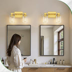 DORESshop Bathroom Light Fixtures, 2-Light Vanity Light Over Mirror with Clear Glass Shade, Vanity Lights for Living Room Bedroom, Gold, ETL Listed