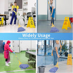 Commercial Mop with Extra Head Replacement, 63Inch Handle Heavy Duty Industrial Mop Looped-End String Wet Mops for Floor Cleaning for Warehouse, Workshop, Garage, Office, Home (2 Mops Head)