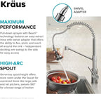 KRAUS Bolden Touchless Sensor Commercial Style 2-Function Single Handle Pull Down Kitchen Faucet in Brushed Brass/Matte Black, KSF-1610BBMB