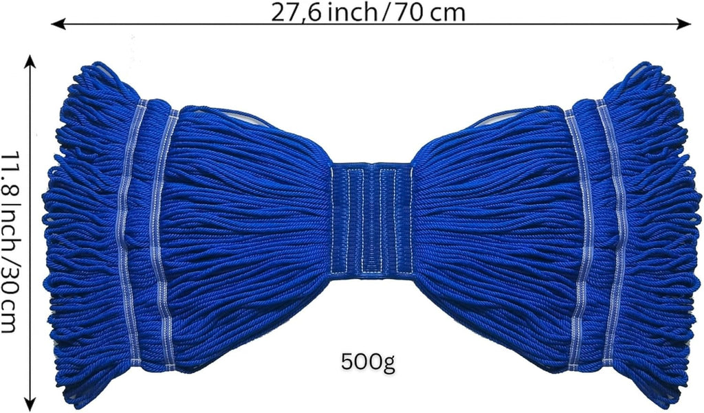 Blue Whales Commercial Mop Heavy Duty Industrial Mop Head Replacement, Looped End String Head Refill, Lint Free, Ideal for Cleaning Service Companies & Homeowners – Fits Clamp & Jaw Handles