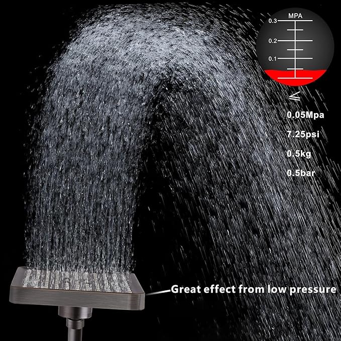 Voolan High Pressure Rain Shower Head - Luxury Modern Look - The Adjustable Replacement For Your Bathroom Showerhead - 6" Square High Flow Pressure Boosting Showers (Oil Rubbed Bronze)