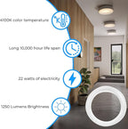T9 Round Fluorescent Circline Lamp 22 Watts - G10Q 4-Pin Base - Ceiling Light Bulb with 4100K Cool White – 1250 Lumens
