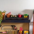 IRIS USA Medium Stackable Storage Bins, 8-Pack, 11"L x 6"W x 5"H, |Made in USA|, Plastic Open Front Shelf Bin for Organizing Parts, Hardware, Tools, Supplies, Garage Shelf, Pantry - Black