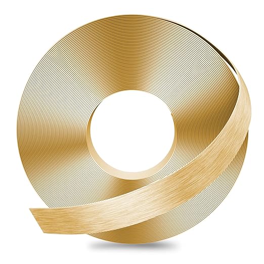GSCIT Club Gold Edge Banding, 3/4 Inch x 100ft Aluminum Brushed Edge Banding PVC Edge Trim for Cabinet Repair Furniture