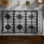 Empava 36 in. Gas Stove Cooktop 6 Italy Sabaf Sealed Burners NG/LPG Convertible in Stainless Steel, 36in