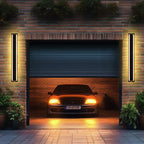 MELUCEE 2 Pack Long Outdoor Wall Lights 24W 5 Color Dimmable Modern Exterior Lighting Fixtures LED Linear Outdoor Wall Sconce for Garage Patio Balcony Porch, 3000K-6000K Adjustable, IP65 Waterproof