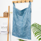 Linen Hanging Laundry Bag, 100% Linen Leaf Print Over The Door Laundry Hamper with Buttons and Zipper, Space Saving Door Hampers for Laundry Dirty Clothes Home Travel, Blue, 19.7x27.5inches