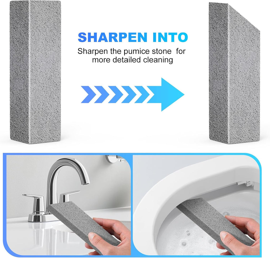 Pumice Stone Toilet Bowl Cleaner-Hard Water Stain Remover, Eliminates Toilet Bowl Rings，Rust &Lime Buildup，Multi-Surface Use for Grills ，Sink，Pool，Bathroom【2Pack】 (Long Handle)