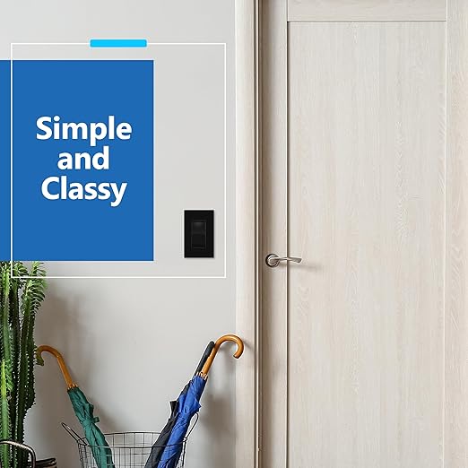 LIDER Black Minimalist Decorator Switch, Frameless Light Switch, On/Off Rocker Switch, Single Pole, Residential Grade, 3 Wire,15A 120-277VAC