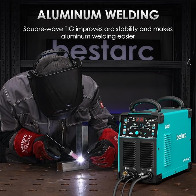 bestarc AC/DC TIG Welder, 215Amp Aluminum TIG Welder with Pulse TIG, 110V/220V Dual Voltage TIG Welding Machine with DC TIG/AC TIG/Pulse TIG/Stick Welding