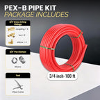 3/4 Inch-100 ft Foskan Red PEX-B Pipe,Water Tubing with a Pipe Cutter,10 PCS 3/4" Brass Crimp Fittings & 30 PCS PEX Clamps