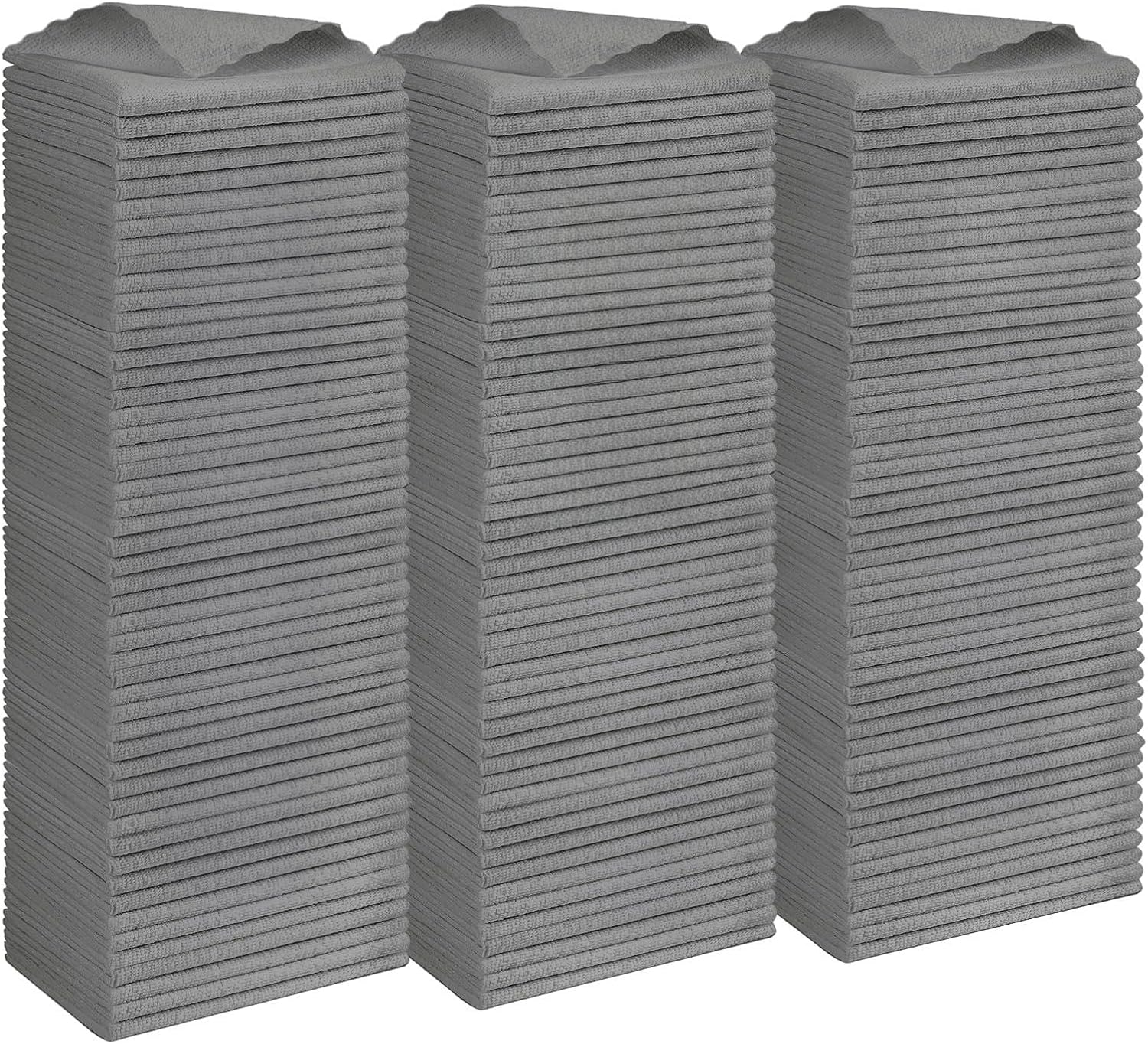 Orighty Grey Microfiber Cleaning Cloth, 150 Pack Highly Absorbent Cleaning Supplies, Lint Free Kitchen Towels Cleaning Rags, Microfiber Towels for Cars, House, Window, 12x12 inch