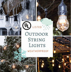 100 Foot Commercial Outdoor String Lights with 50 Suspended Sockets and S14 11 Watt Bulbs (+ 2 Free Spares) - E26 Vintage String Lights for Patio, Yard, Deck, Cafe, Bistro and More