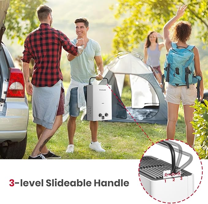 GASLAND Goshower G10 2.64GPM Outdoor Propane Tankless Water Heater, Ultra Slim PortableCamping Propane Shower for Off Grid, 68,000 BTU