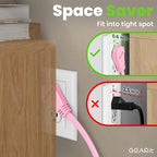 GEARit 360 Rotating Flat Plug Extension Cord with 3 Outlets (25ft, Pink) 16AWG/13A 3 Prong Wire, Outlet Saver for Home Office Dorm Room Essentials, ETL Certified