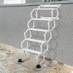 5 Steps Wall Mounted Attic Ladder, Indoor Attic Stairs Pull Down System, Metal Telescoping Step Ladders, Anti-slip Retractable Folding Stair, Loft Extension Steps Staircase for Garages(white, 5 Steps)