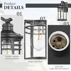 Darkaway Outdoor Porch Lights Wall Mount, Outdoor Light Fixtures Sconces Wall Lighting with Seeded Glass Waterproof Exterior Lights for Patio Yard House Hallway Doorway Garage(1 Pack, Black)