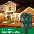 Flexora Outdoor Power Strip with 24-Hour Mechanical Timer, 25 FT Extension Cord Waterproof, 6 Grounded Outlets for Outdoor Christmas Decorations, ETL Listed (25 FT)