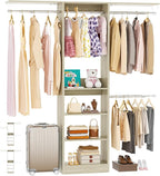 48" Small Closet Organizer, 4FT Closet System for Small Closets with 4 Hanging Rods & 3 Shelves, 80"H Small Closet Organizers and Storage for Bedrooms, Cloakrooms, White Oak